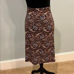 Azules Brown and Blue Paisley Midi Skirt